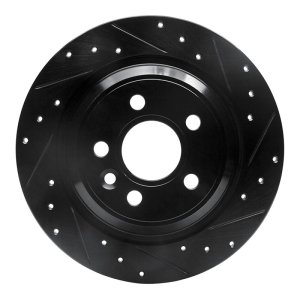 Volvo S60 Cross Country Brake Rotor (1) - Rear Right - R1 Concepts - Drilled & Slotted - Black - `07-`18